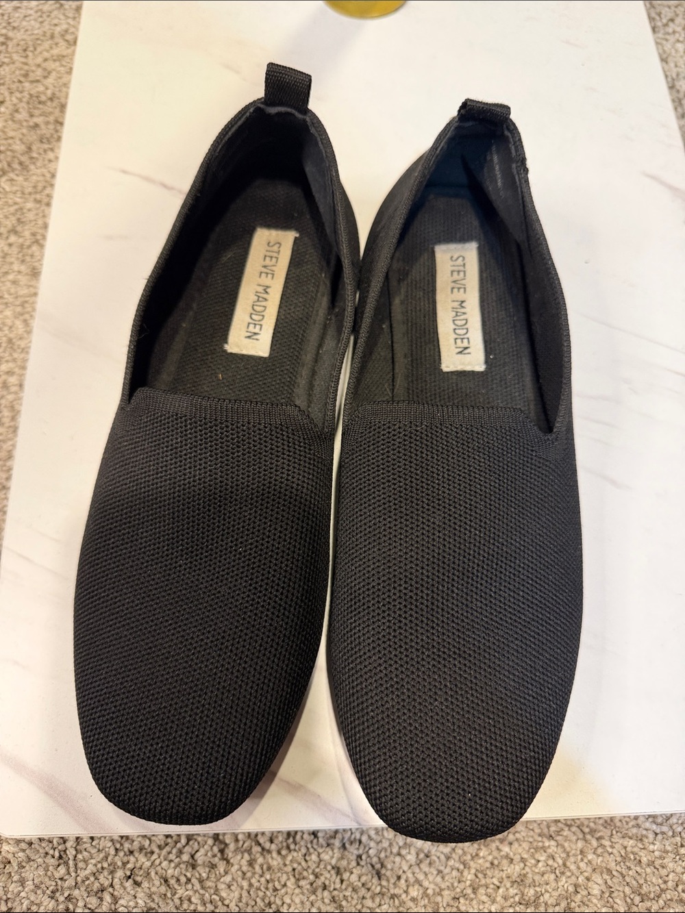 Steve Madden Black Slip-On Knit Loafers